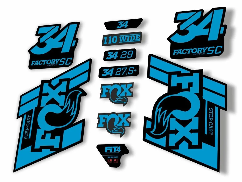 FOX 34 Step Cast SC 2019 Fork Suspension Factory Decals Stickers Adhesive Blue - 1