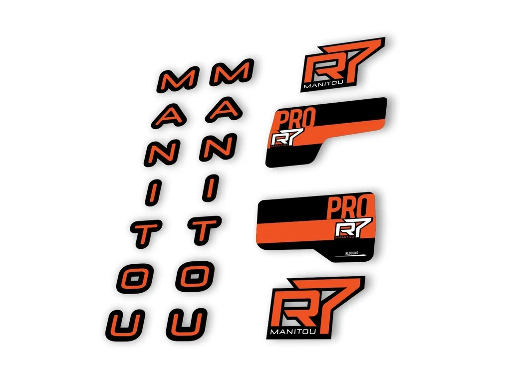 Manitou R7 Pro 2020 Fork Suspension Decal Kit Sticker Set Orange - 1
