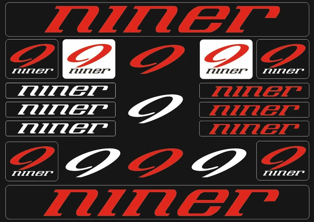 Bicycle Vinyl Stickers – Compatible with Niner Mountain Bikes – Red - 1