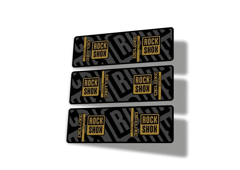 Rock Shox 2023 Deluxe Ultimate Rear Shock Decal Sticker Adhesive Set Gold - 1
