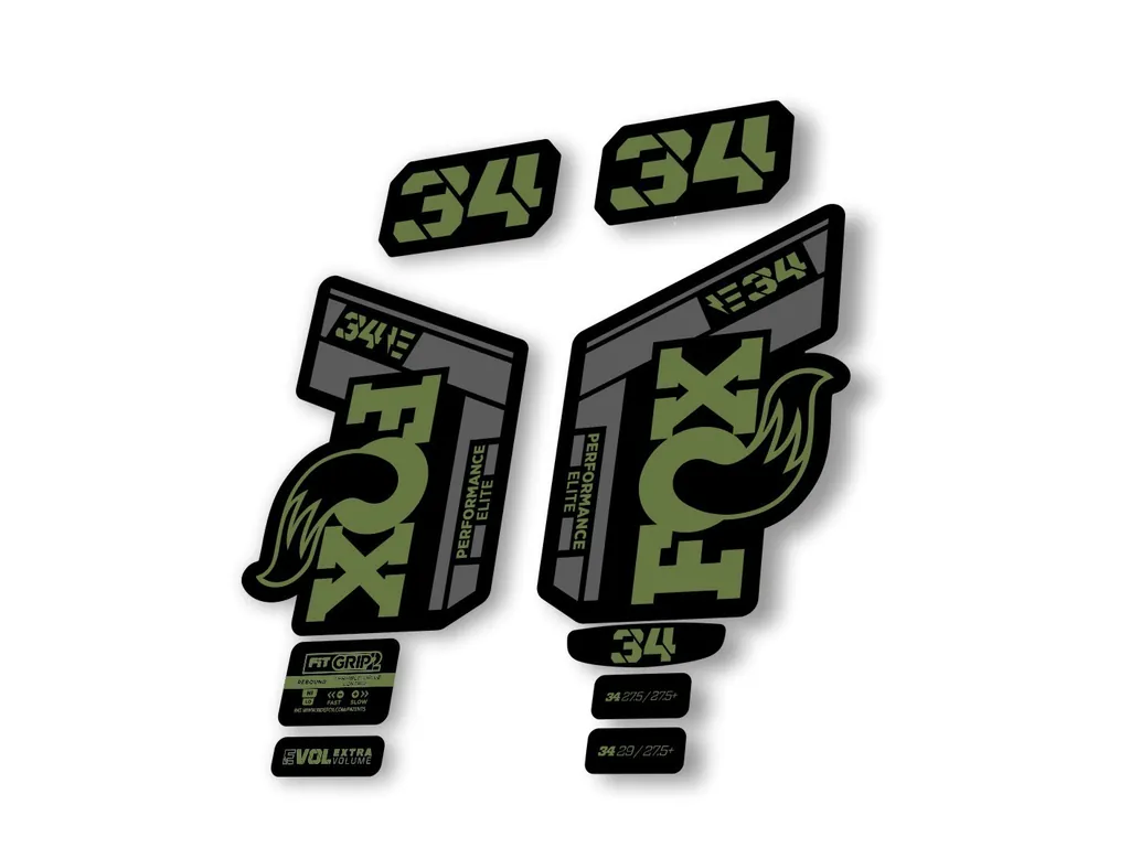 Fox 34 2022 Performance Elite E Bike Fork Decals Suspension Sticker Olive - 1