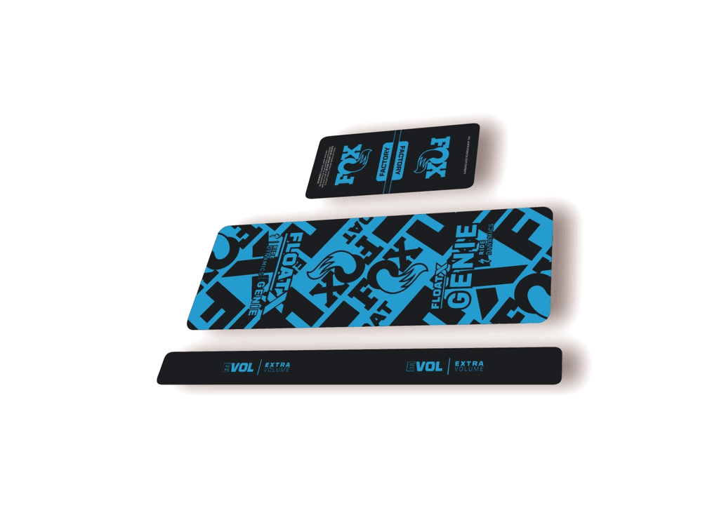 FOX Float X GENIE 2025 Rear Shock Decal Sticker Kit Adhesive Blue - 1