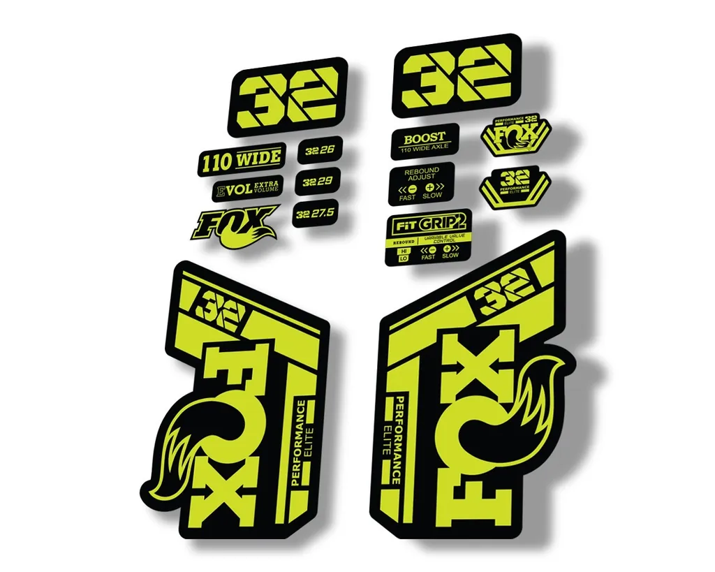 FOX 32 Performance Elite 2021 Factory Fork Decals Suspension Sticker Lime Green - 1