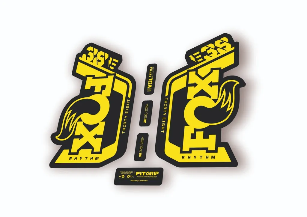 Fox 38 Rhythm E Bike 2024 Fork Suspension Factory Decal Sticker Adhesive Yellow - 1