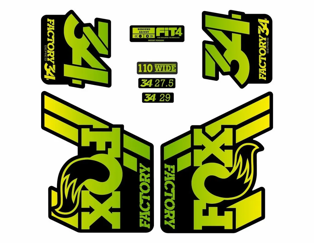 FOX 34 Float 2018-19 Forks Suspension Factory Decals Sticker Yellow Green - 1