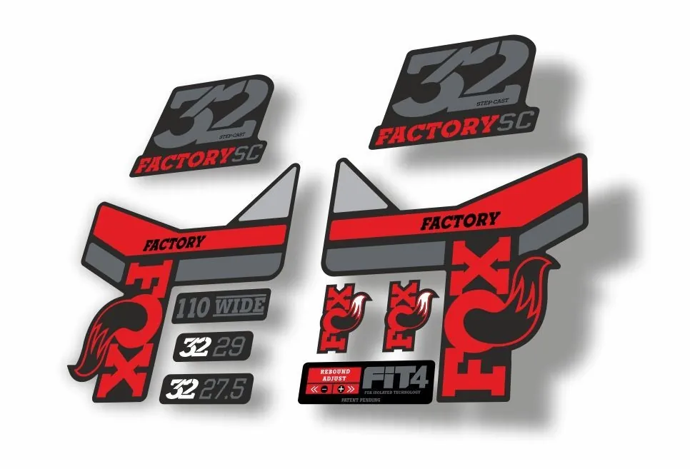 FOX 32 Step Cast SC Fork Suspension Factory Decal Sticker Red Gray - 1
