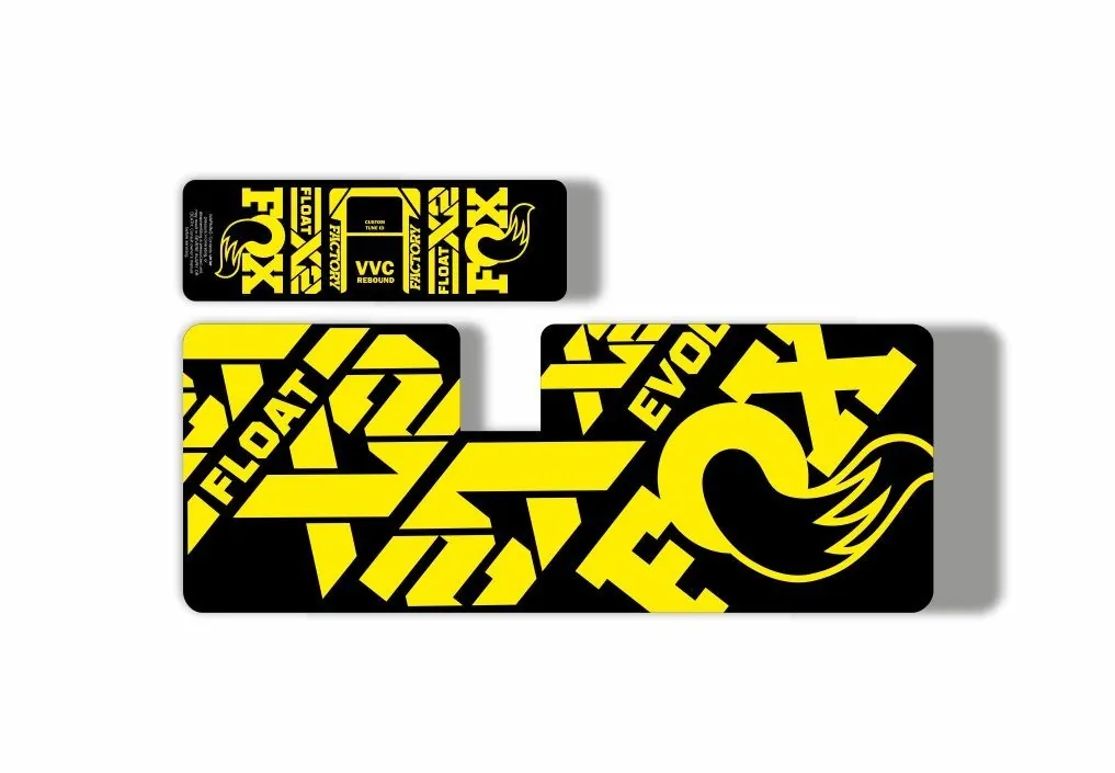FOX Float X2 2021 MTB Rear Shock Suspension Sticker Adhesive Decal Kit Yellow - 1