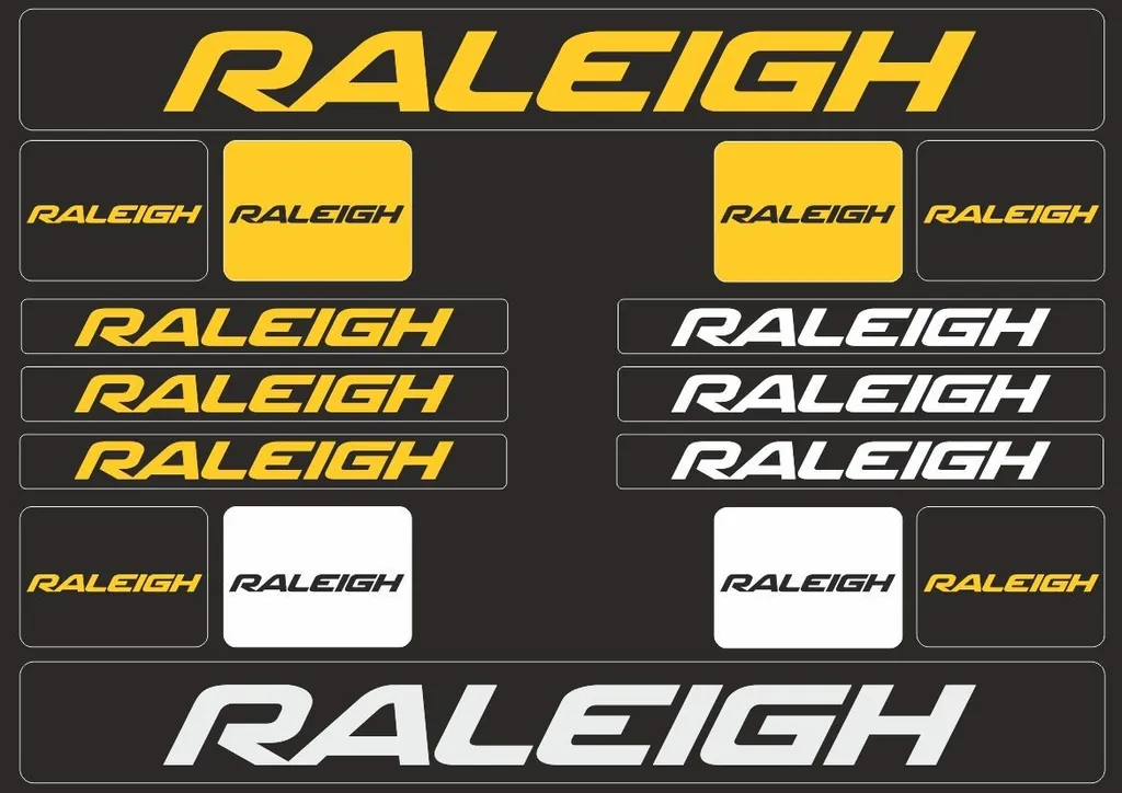 Bicycle Vinyl Stickers – Compatible with RALEIGH Mountain Bikes – Yellow - 1