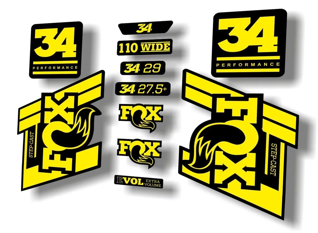 FOX 34 Step Cast SC 2020 Fork Suspension Factory Decal Sticker Set Yellow - 1