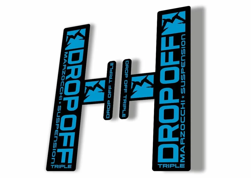 Marzocchi Drop Off Triple 2005 Fork Suspension Sticker Decal Kit Adhesive Blue - 1