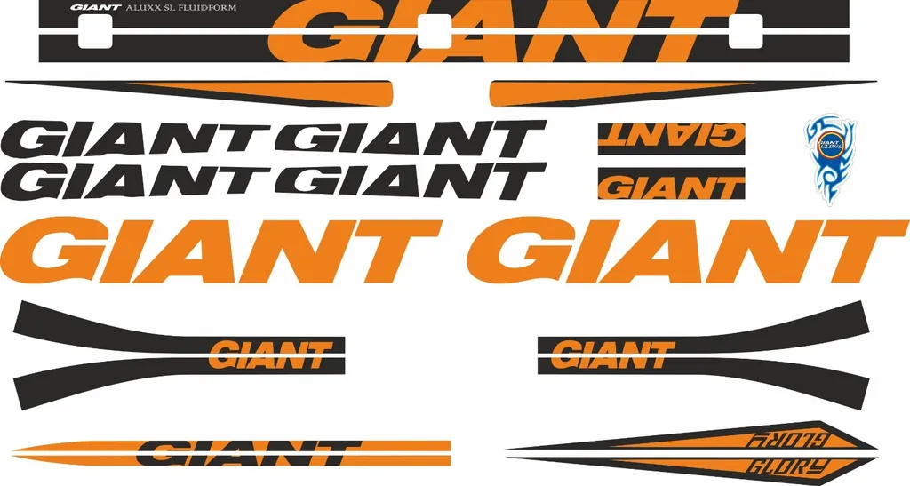 Bicycle Vinyl Stickers – Fits GIANT GLORY Bike Frames – Orange - 1