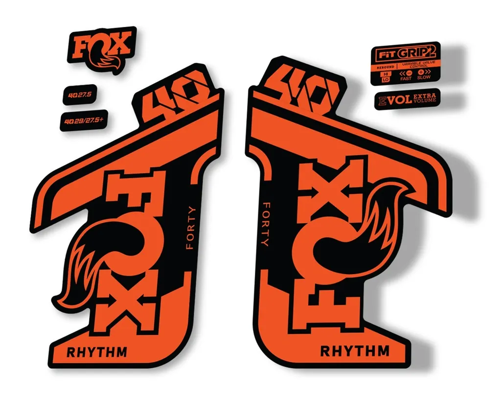 FOX 40 Rhythm 2021 Fork Decals Suspension Sticker Adhesive Orange - 1
