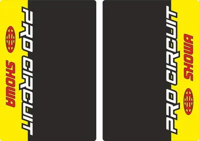 Showa ProCircuit Motocross Upper Fork Decal Stickers Graphic Set Adhesive Yellow - 1