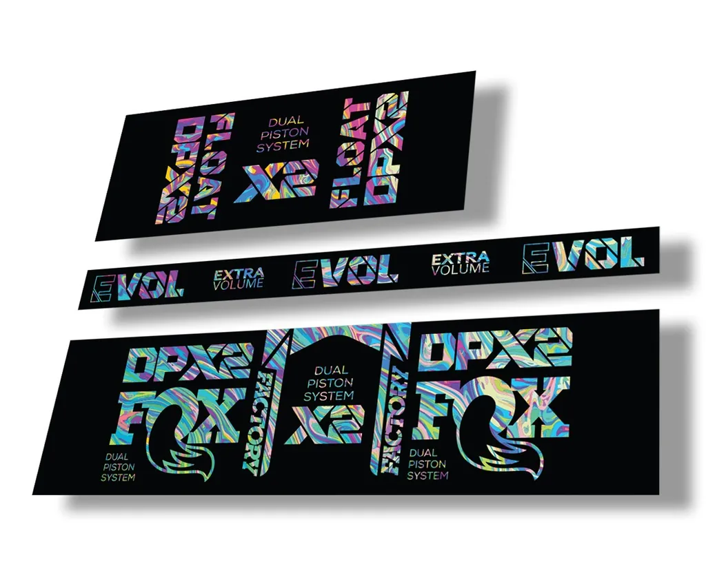 FOX Float DPX2 2021 Factory Rear Shock Suspension Sticker Decal Kit Oil Slick 1 - 1