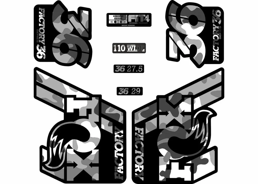 FOX 36 Float 2018-19 Forks Suspension Factory Decals Sticker Adhesive White Camo - 1