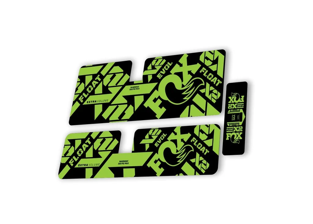 FOX X2 Performance Elite 2021 Rear Shock Suspension Sticker Decal Kit Green - 1