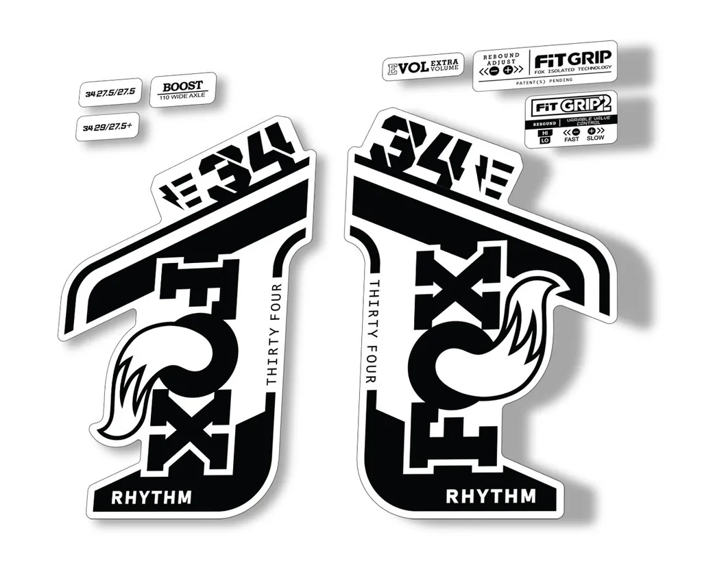 FOX 34 Rhythm E Bike 2021 Fork Decals Suspension Sticker Adhesive Black - 1