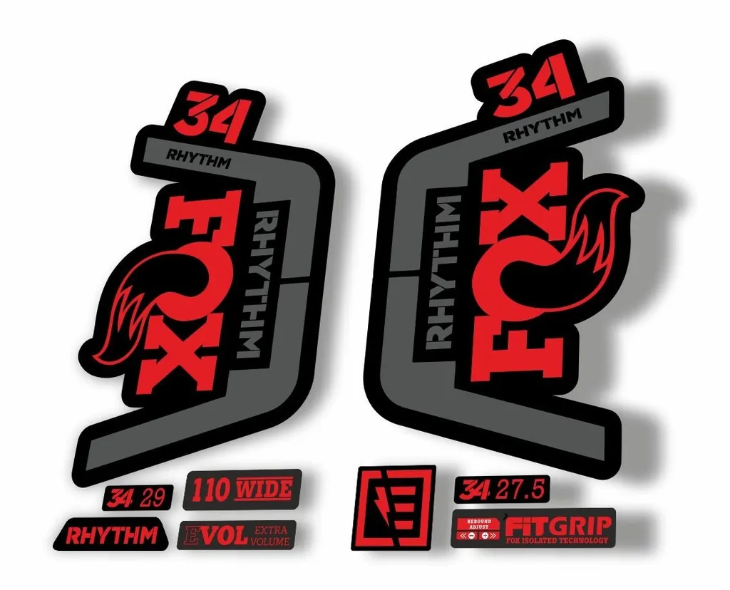FOX 34 Rhythm 2019 Forks Suspension Factory Decal Sticker Adhesive Orange-Gray - 1