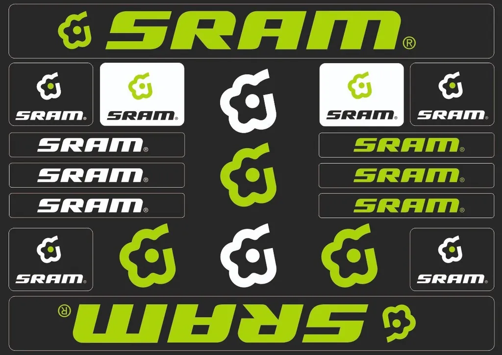 Bicycle Vinyl Stickers – Compatible with SRAM Bikes – Green - 1