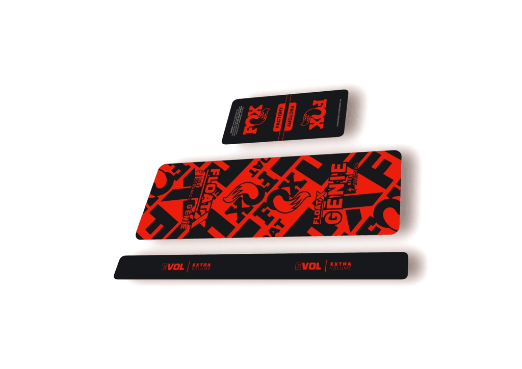 FOX Float X GENIE 2025 Rear Shock Decal Sticker Kit Adhesive Red - 1