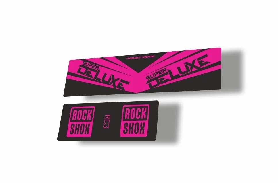 Rock Shox 2017 Super Deluxe RC3 Rear Shock MTB Decal Sticker Adhesive Pink - 1