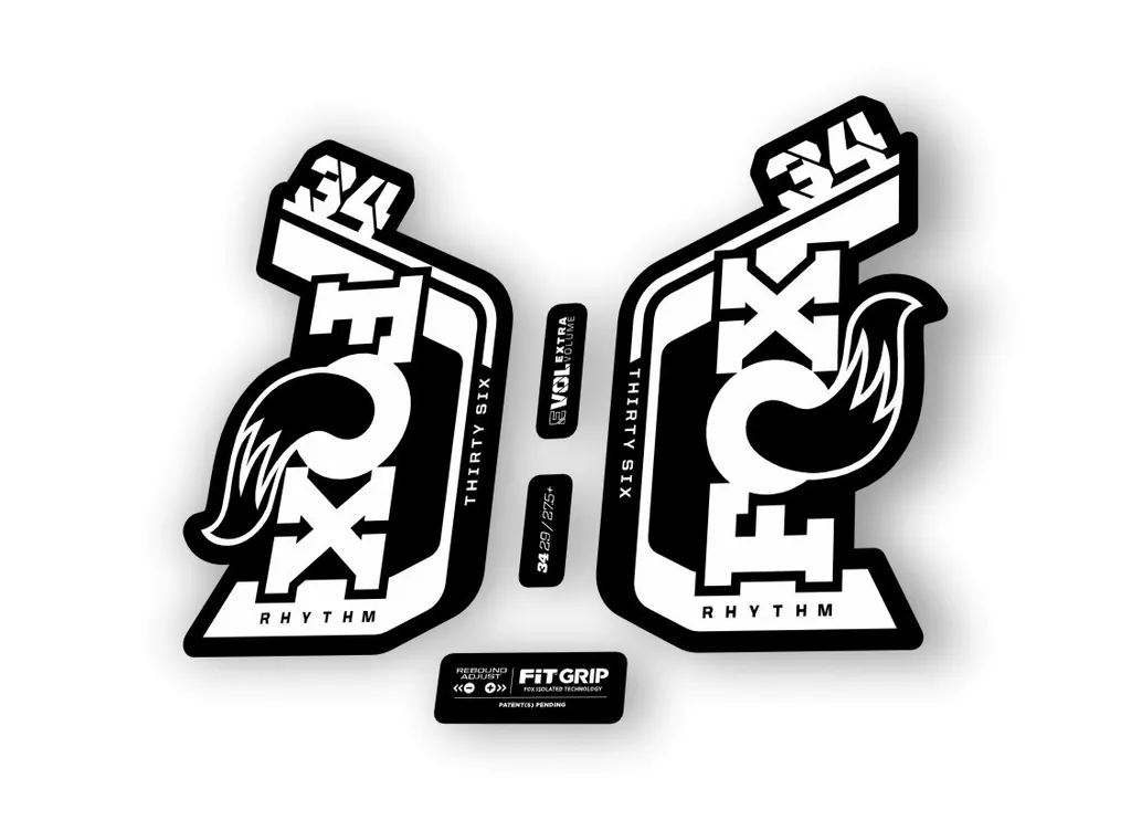 Fox 34 Rhythm 2024 Fork Suspension Factory Decal Sticker Adhesive White - 1