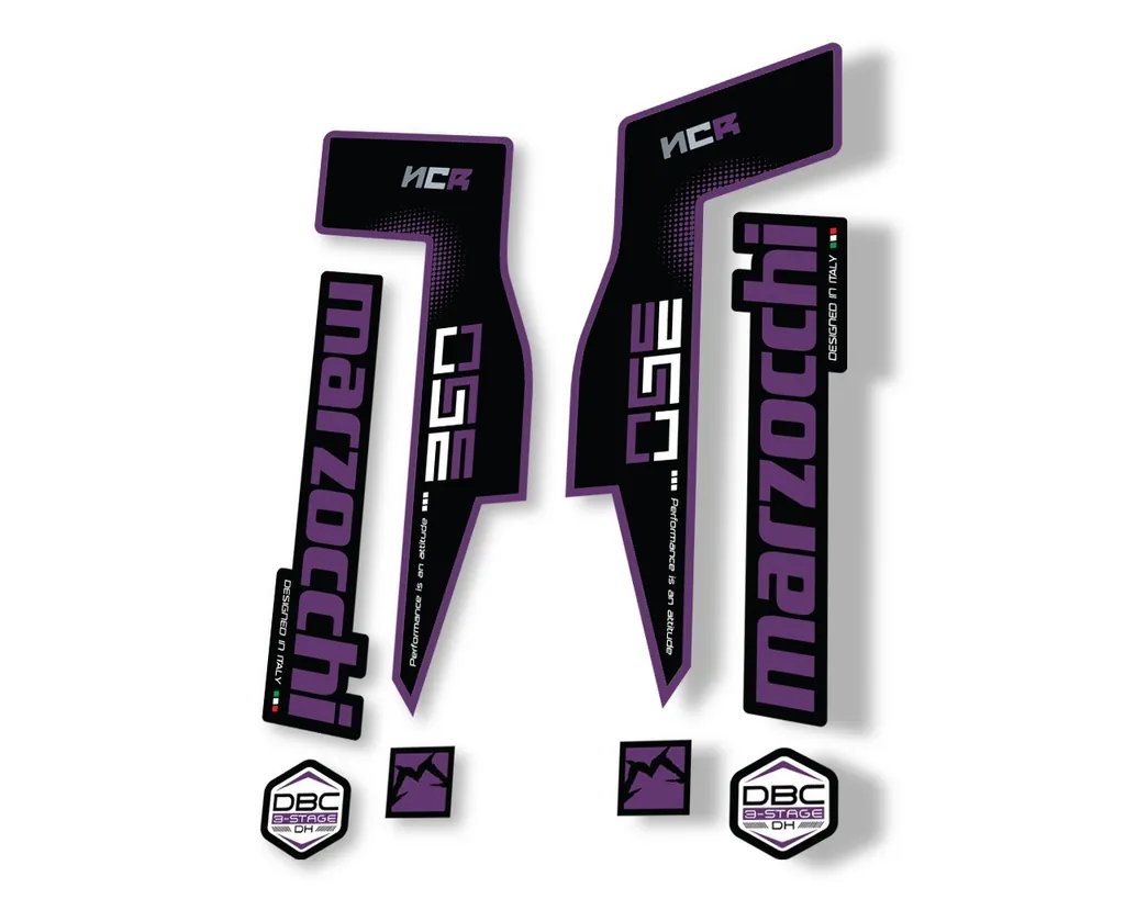 Marzocchi 350 NCR 2018 Fork Suspension Sticker Decal Adhesive Kit Purple - 1