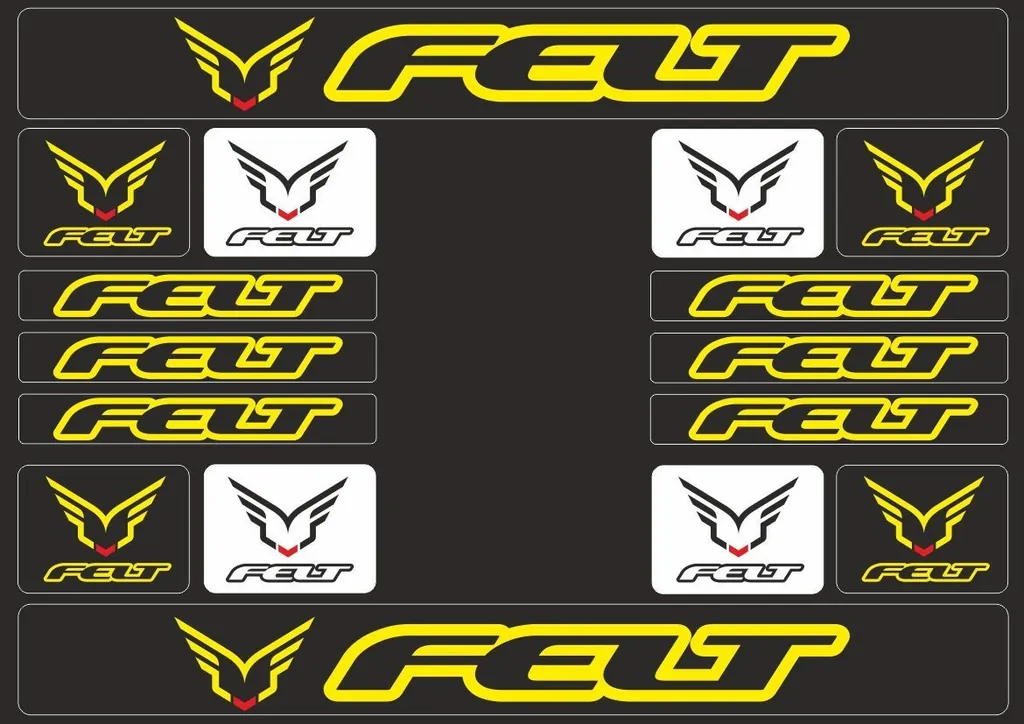 Bicycle Vinyl Frame Stickers – Compatible with FELT Bikes Yellow 16 Pcs - 1