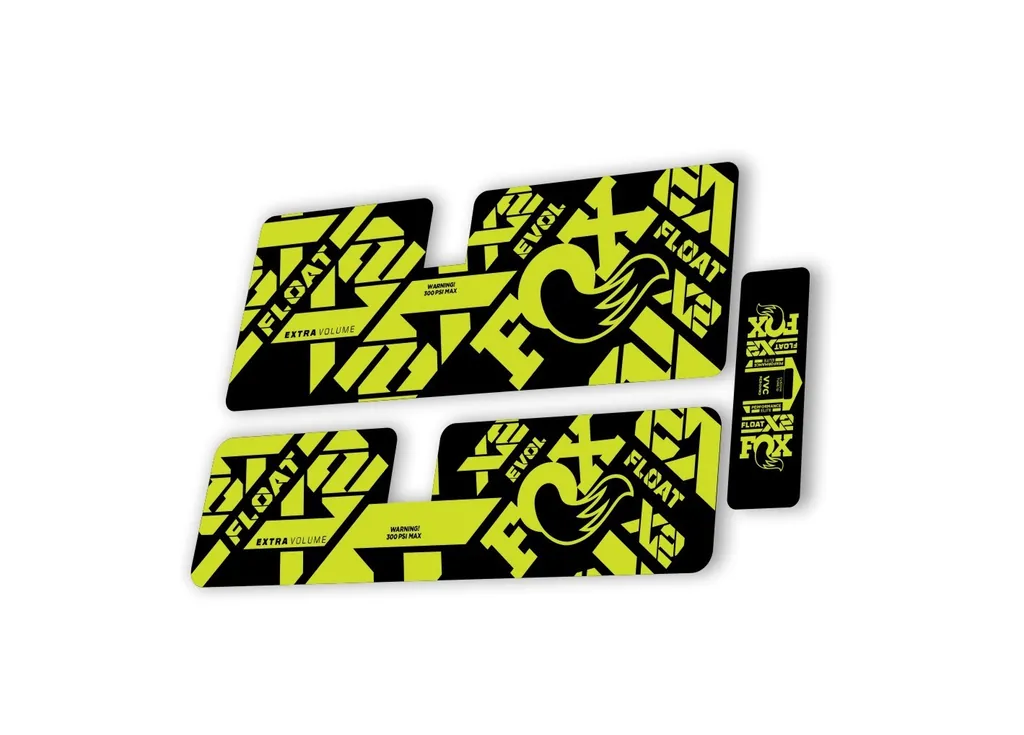 FOX X2 Performance Elite 2021 Rear Shock Suspension Sticker Decal Kit Lime Green - 1