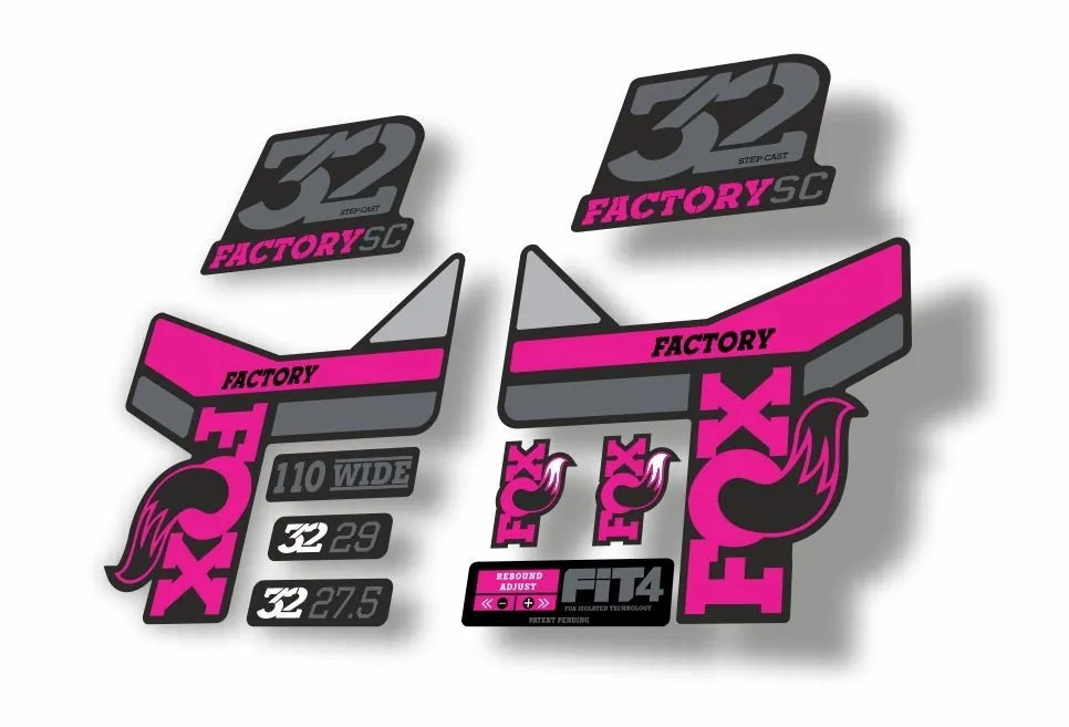 FOX 32 Step Cast SC Fork Suspension Factory Decal Stickers Adhesive Pink - 1