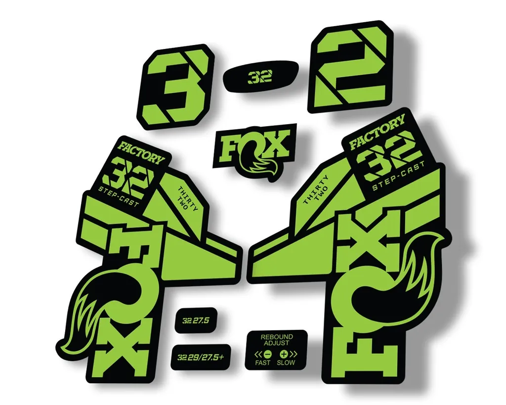 FOX 32 Step Cast 2021 Factory Fork Decals Suspension Sticker Green - 1