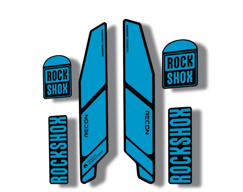 Rock Shox RECON 2014 Mountain Bike Cycling Decal Kit Sticker Adhesive Blue - 1