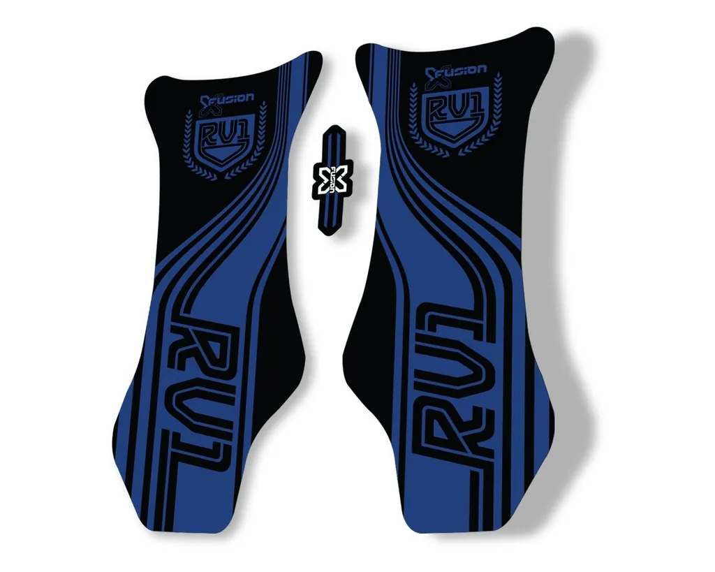 X Fusion RV1 2018 Front Shock Suspension Sticker Factory Decal Dark Blue - 1