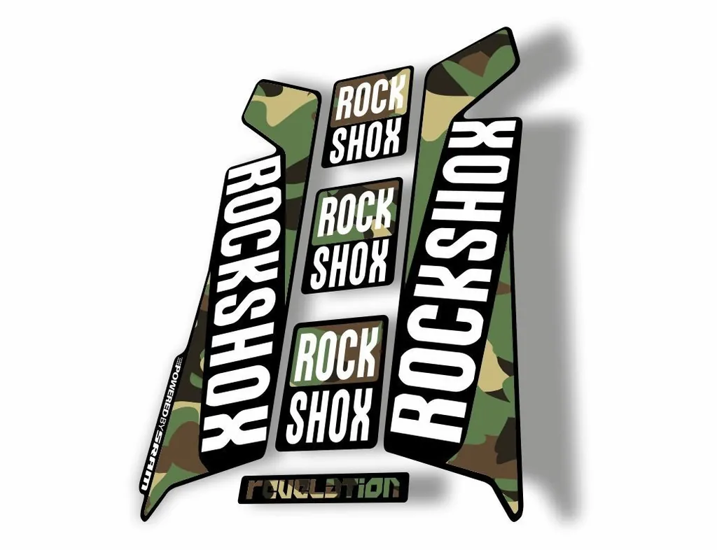 Rock Shox REVELATION 2016 Mountain Bike Cycling Decal Kit Sticker Adhesive Camo - 1