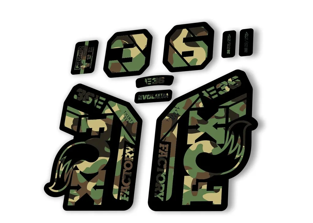 FOX 36 E-Bike Fork Decal Sticker Set 2021 Factory MTB Suspension Graphics – Camo - 1
