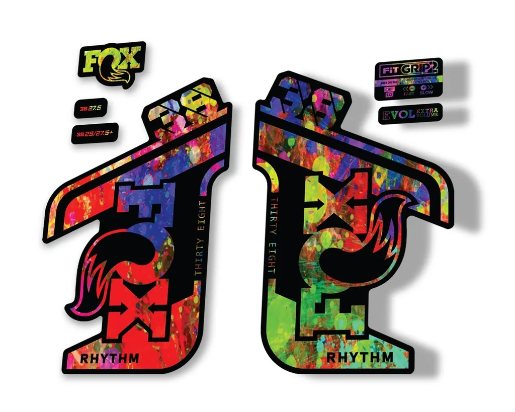 FOX 38 RHYTHM 2021 Fork Suspension Factory Sticker MTB Decal Adhesive Oil Slick - 1