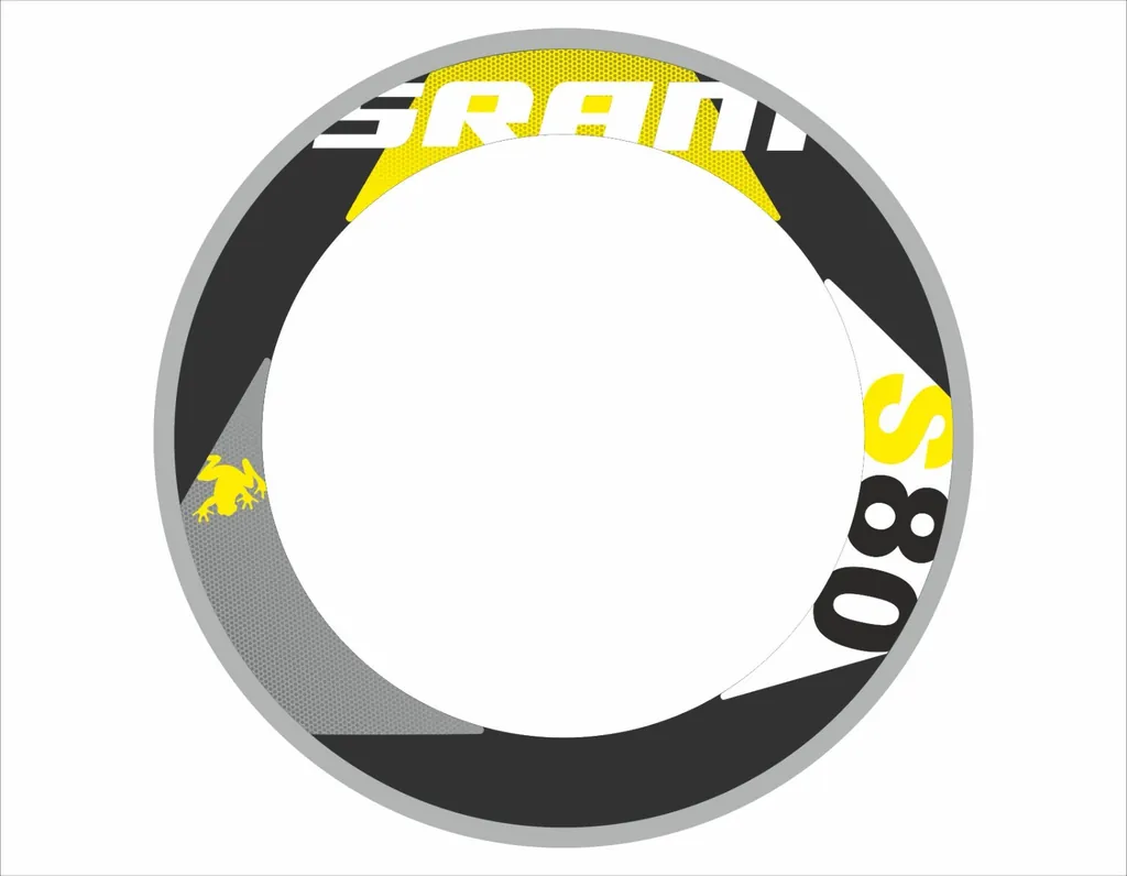 SRAM S80 Wheelset Rim Road Bicycle Decals Sticker Adhesive 2 Set (12 Pcs) Yellow - 1