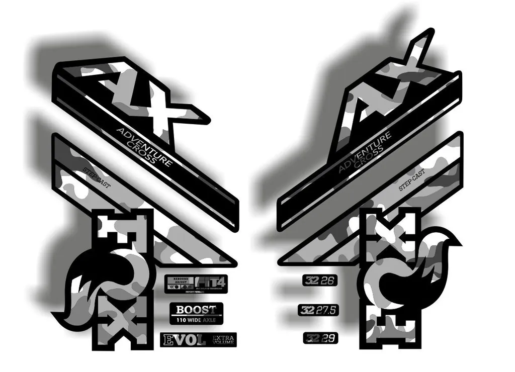 FOX Step Cast 2020 AX Adevnture Cross Fork Suspension Decals Sticker White Camo - 1
