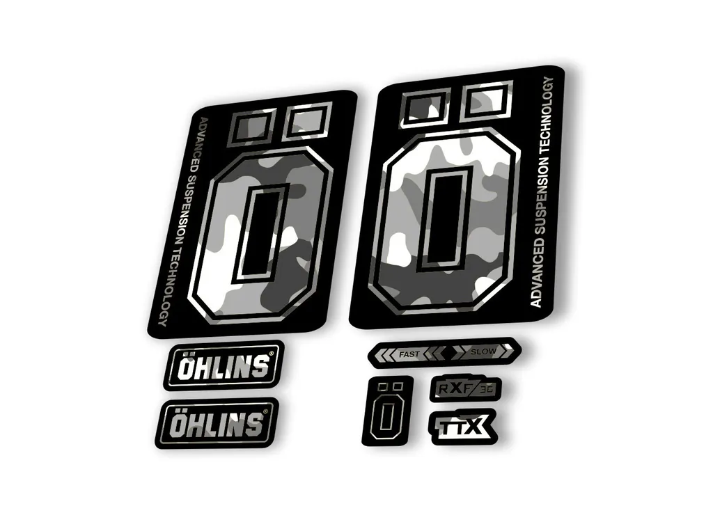 Ohlins RXF36 M2 2019 Fork Decal Mountain Bike Cycling Sticker White Camo - 1