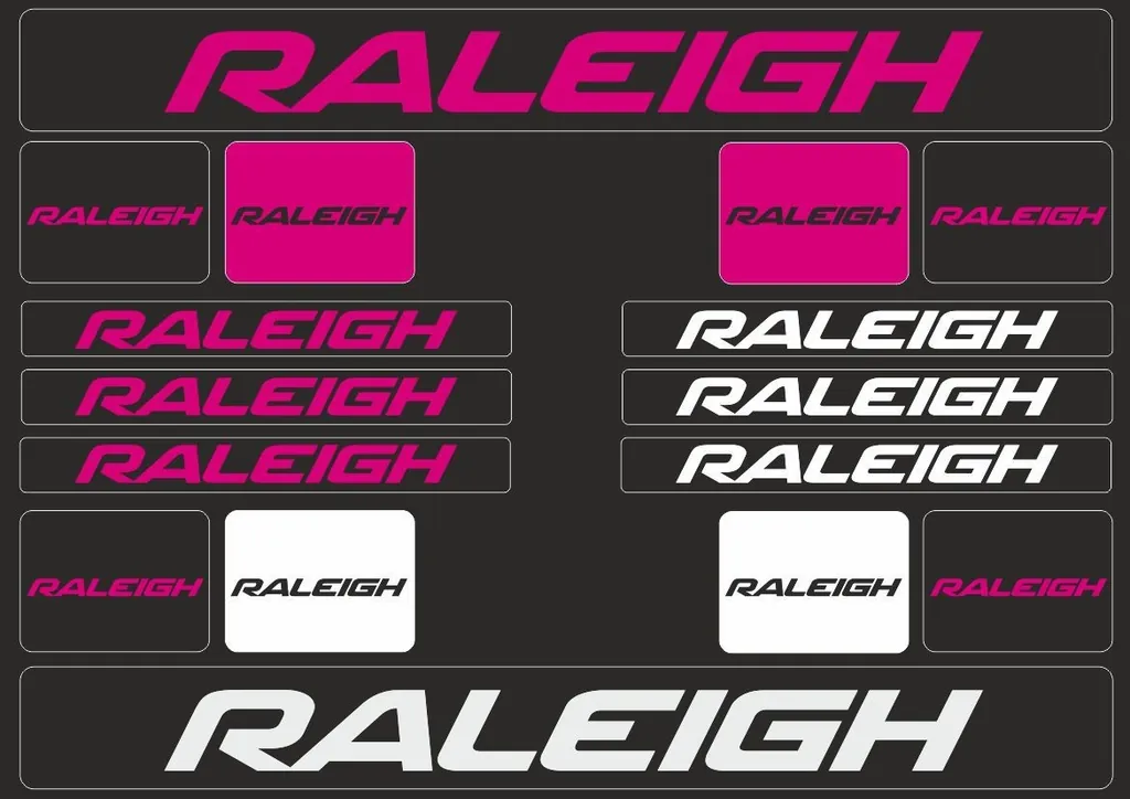Bicycle Vinyl Stickers – Compatible with RALEIGH Mountain Bikes – Pink - 1