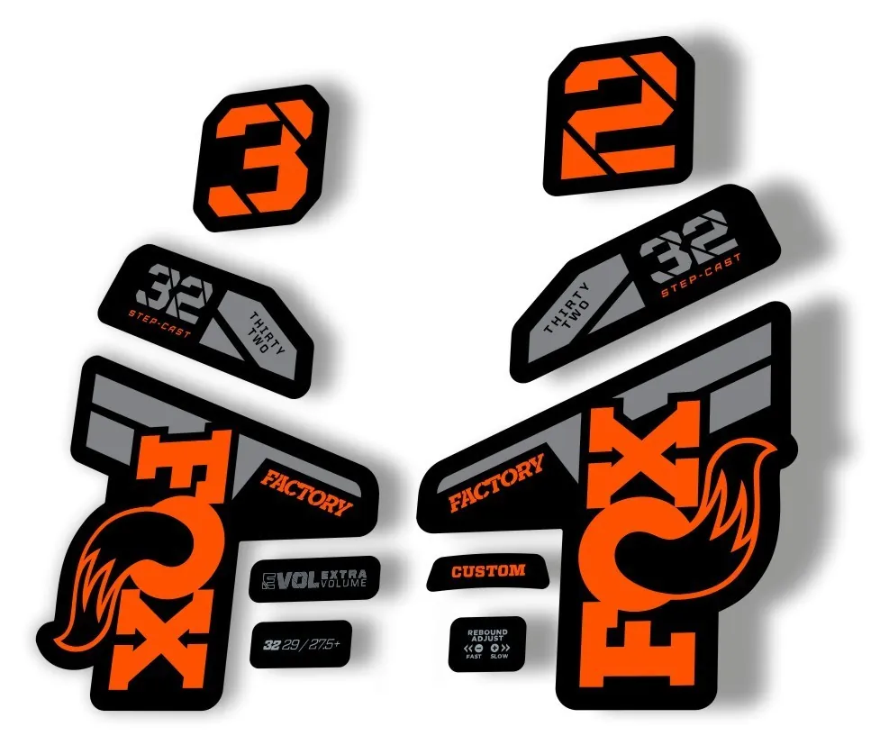 Fox 32 Factory 2021 Fork Suspension Decal Sticker Adhesive Orange Gray - 1