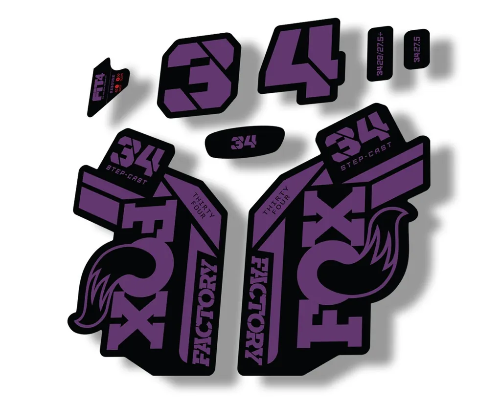 FOX 34 Step Cast SC 2021 Factory Fork Decals Suspension Sticker Adhesive Purple - 1