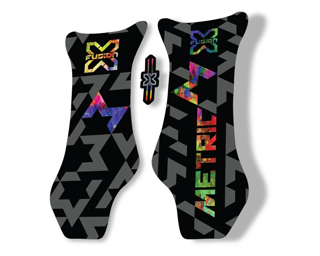 X Fusion Metric 2018 Front Shock Suspension Sticker Factory Decal Oil Slick - 1