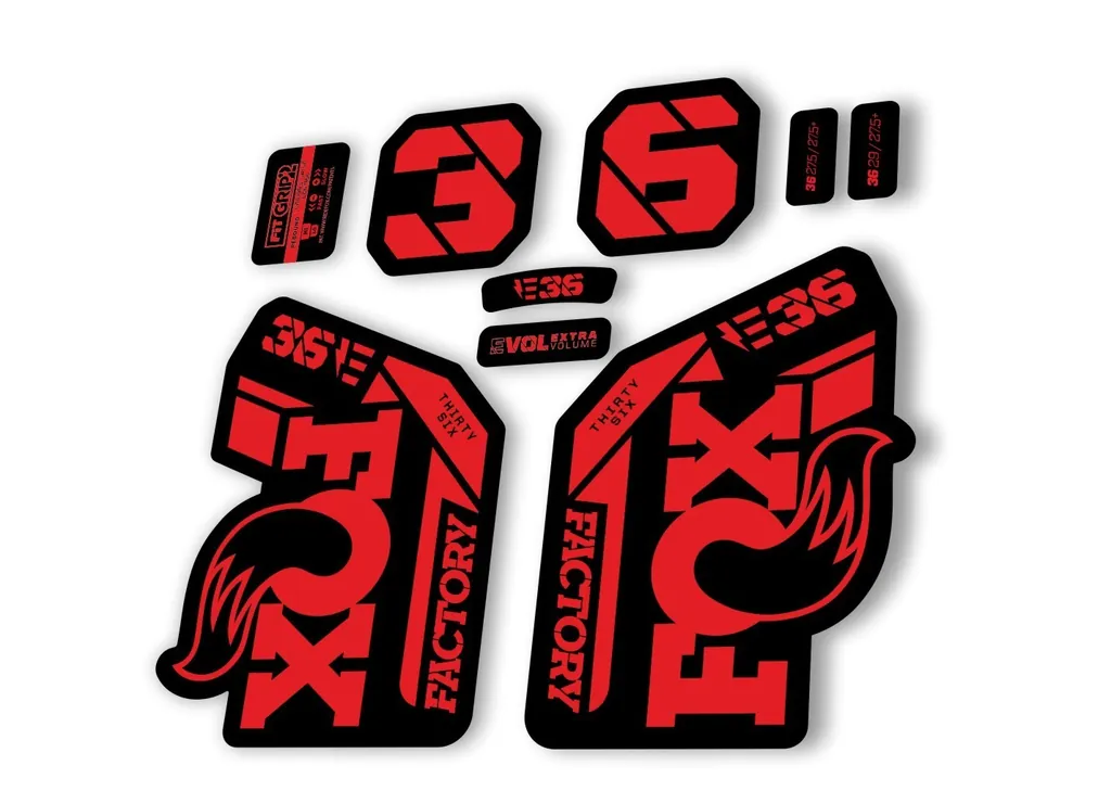 FOX 36 E-Bike Fork Decal Sticker Set 2021 Factory MTB Suspension Graphics – Red - 1