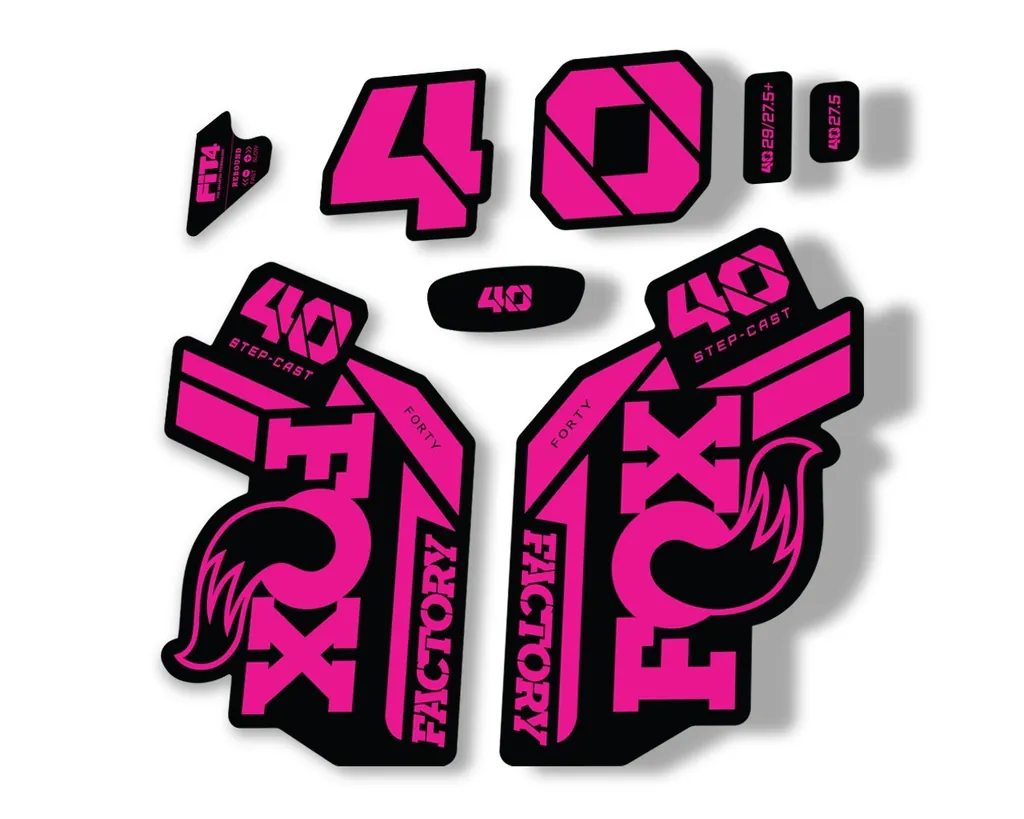 FOX 40 Step Cast SC 2021 Factory Fork Decals Suspension Sticker Adhesive Pink - 1