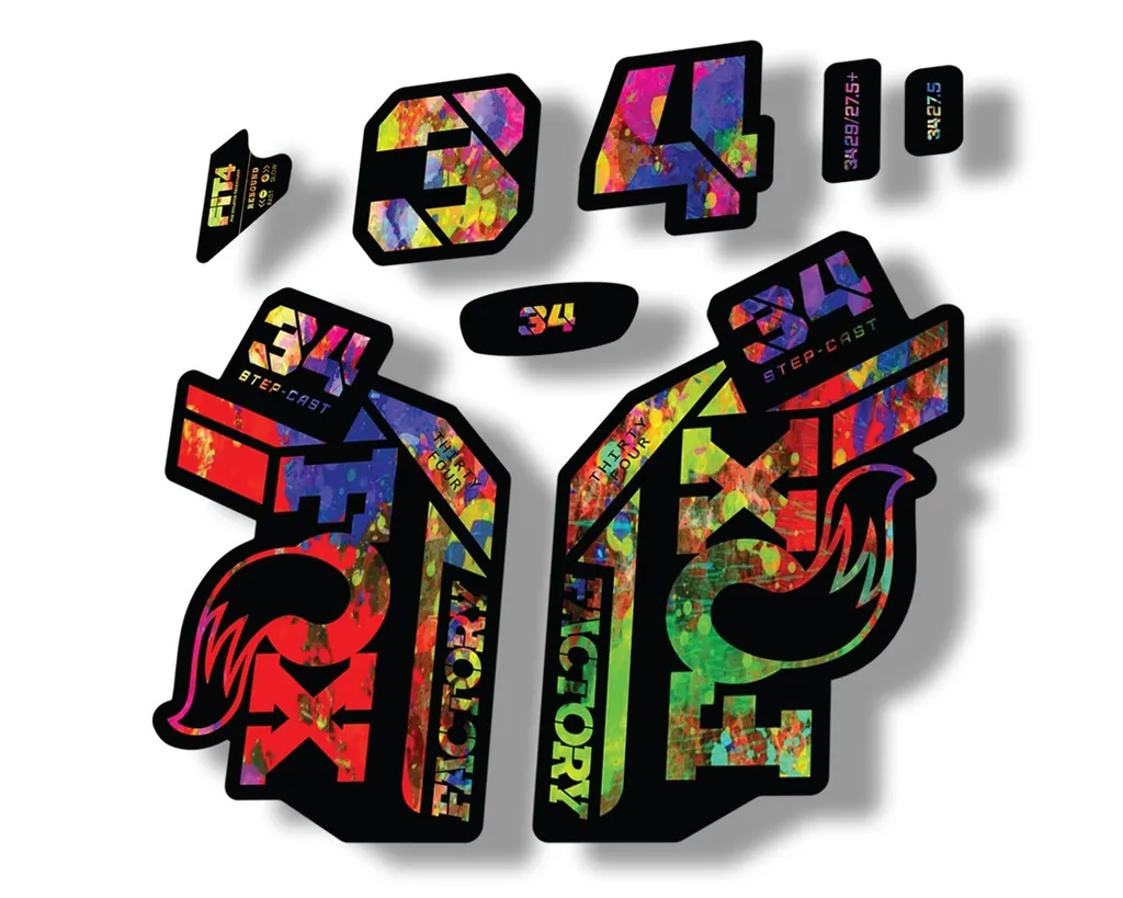FOX 34 Step Cast SC 2021 Factory Fork Decals Suspension Sticker Oil Slick - 1