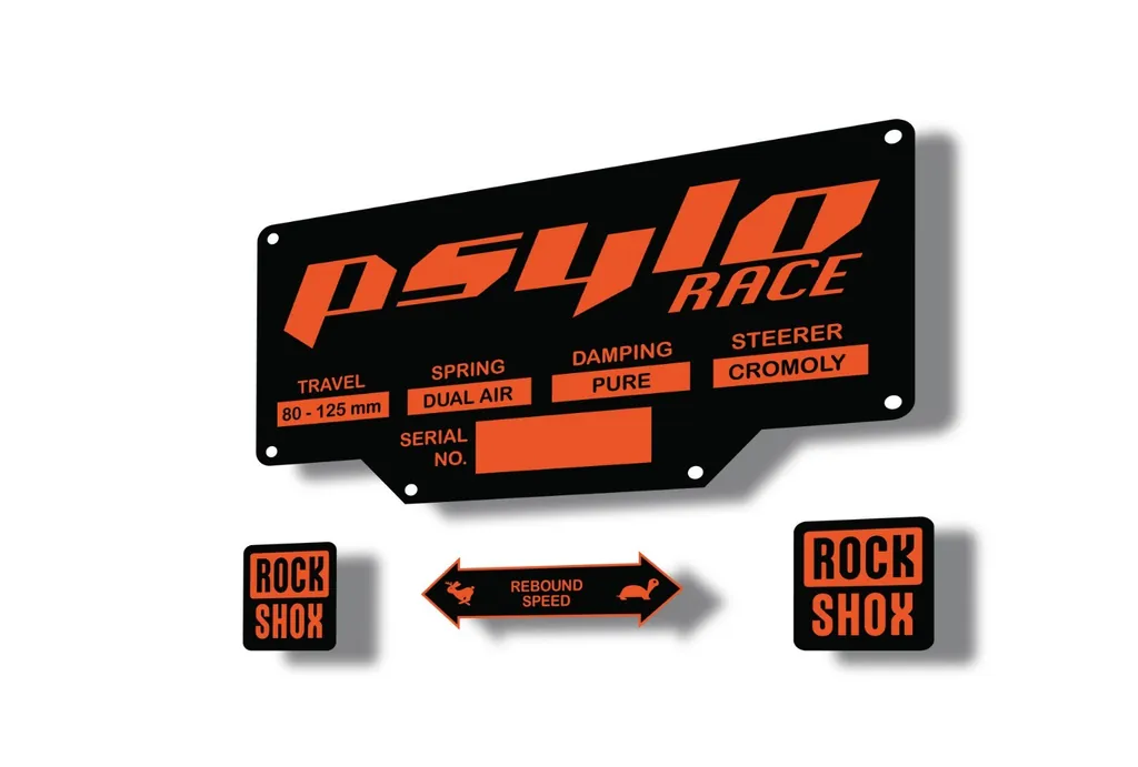 Rock Shox PSYLO 2002 Mountain Bike Cycling Decal Kit Sticker Adhesive Orange - 1