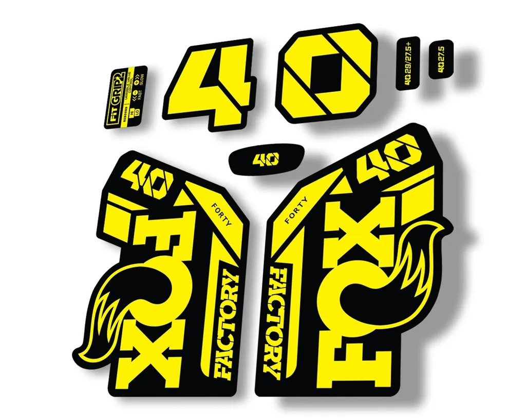 FOX 40 2021 Factory Forks Suspension Decals Sticker Set Adhesive Yellow - 1
