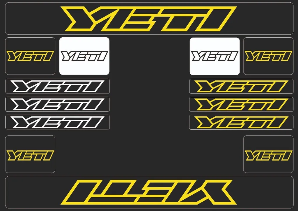 Bicycle Vinyl Stickers – Compatible with YETI Bikes – Yellow - 1