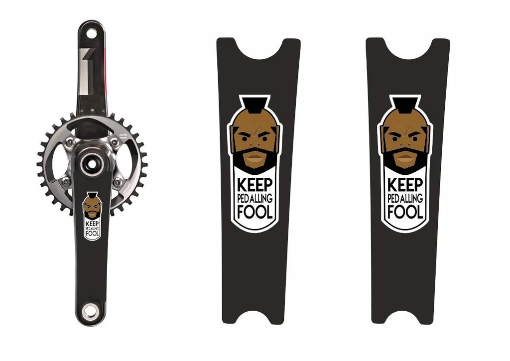 Crank Set Stickers Decals KEEP PEDALLING Mountain Bike Bicycle Adhesive 2 Pcs - 1